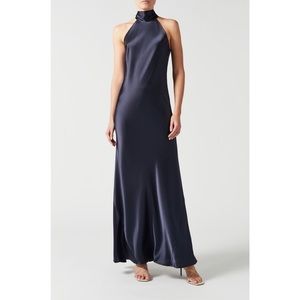 COPY - Galvan London Satin Sienna Dress - Midnight